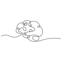 A single fluid line in human brain single-line art reflects the intricate pathways of human intelligence. vector