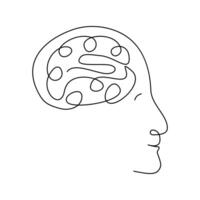 Human brain single-line art transforms complexity into simplicity, emphasizing the beauty of the mind vector