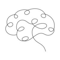Human brain single-line art beautifully simplifies the most complex organ, emphasizing its creative and intellectual essence vector