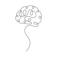 Human brain single-line art blends science and artistry, portraying the depth of human cognition. vector