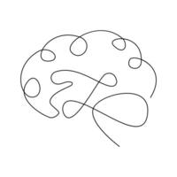Through a single stroke, human brain single-line art symbolizes learning, memory, and endless possibilities vector