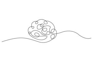 A flowing line in human brain single-line art reflects the organic structure of neural pathways. vector