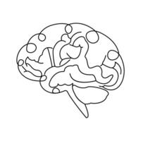 The flowing curves in human brain single-line art depict the organic and intricate nature of human thoughts vector