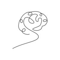 Through continuous strokes, human brain single-line art visualizes the power and complexity of cognition vector