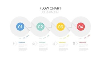 Infographic flow chart arrow business template with icons and 4 options design. vector