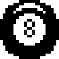 Snooker icon. Pixel Eight ball. Pixelated Billiard icon png