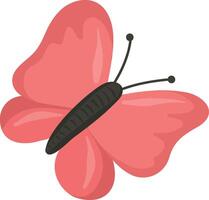 A pink butterfly with a black tail sits on a white background. vector