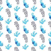 Seamless pattern with sea animals.Wrapping paper, textile. Marine, ocean pattern vector