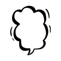 Illustration Hand Drawn Cloud Vertical Speech Bubble Element Outline. vector