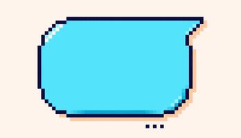 Speech bubble with blue background drawn in pixel art style. vector