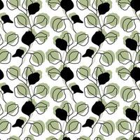 Seamless pattern with Eucalyptus branch and leaves. Eucalyptus leaf and branches in sketch style. Botanical background with hand drawn eucalyptus plant in minimal style vector