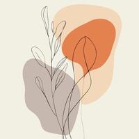 abstract illustration of a plant with leaves and orange shape vector