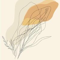 drawing of a plant with leaves and lines vector