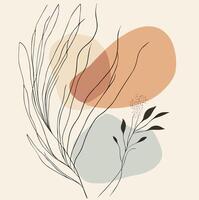 a drawing of plants and leaves on a beige background vector