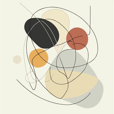 Black lines with shapes on white background
