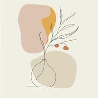drawing of a vase with a plant in it vector