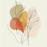 abstract line drawing of leaves vector