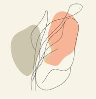 Abstract line art with leaf and shapes vector