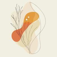 Abstract illustration of a lines with leaves vector