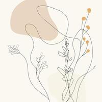 abstract floral illustration with lines and flowers vector