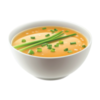 a bowl of soup with green onions on a transparent background png