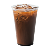an iced coffee in a plastic cup on a transparent background png