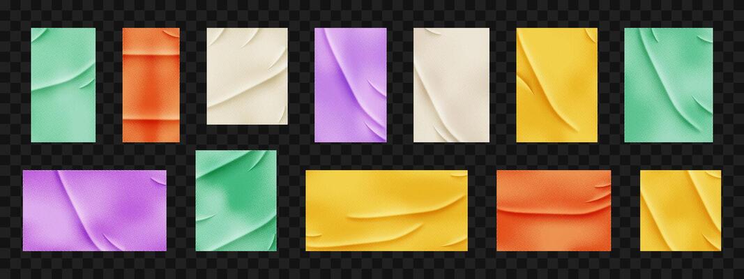 Set of rectangular colorful paper templates with a sticky effect. collection for posters, mockups, and backgrounds. Paper texture for creative design projects.