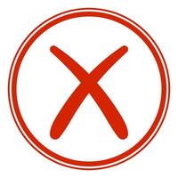 Bold red X icon in circle, cancel error warning sign vector