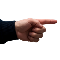 Closeup of a hand pointing, touching something, directing to the Left or Right png