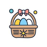 easter basket icon with eggs and bow vector