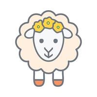a sheep with a flower crown on its head vector