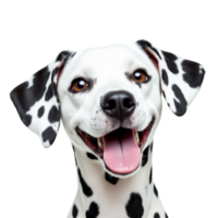 A dalmatian dog is smiling and looking at the camera png
