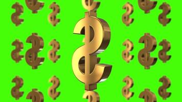 Dollar USD USA currency gold coin on green screen loopable background. Rotating golden metal looping abstract concept. 3D loop seamless animation. video