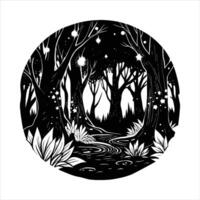 Illuminated Forest Glade vector