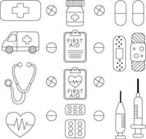 Doodle set of simple medical elements vector