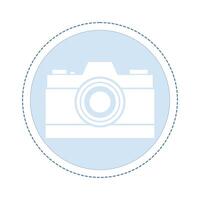 Circular button concept with camera silhouette, representing the function to add a photo in the blank field. Simple UI icon to upload an image, photo or attachment in the app. vector