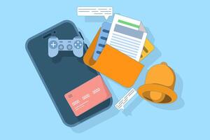 smartphone concept with various feature icons on the screen, representing Super Apps, all in one multifunctional mobile application. Perfect for digital services. Flat illustration vector