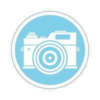 Circular button concept with camera silhouette, representing the function to add a photo in the blank field. Simple UI icon to upload an image, photo or attachment in the app. flat illustration vector