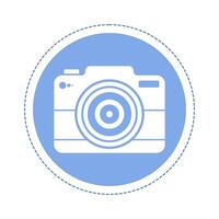 Circular button concept with camera silhouette, representing the function to add a photo in the blank field. Simple UI icon to upload an image, photo or attachment in the app. design illustration vector