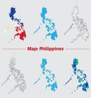 Maps of Philippines , Outline, and Regional Divisions, Philippines country map set. internal provinces borders marked, Simple map of Philippines drawing. vector