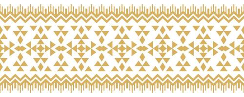 Ethnic Gold Border with Geometric Aztec Stripe for Carpet and Rug Design. vector