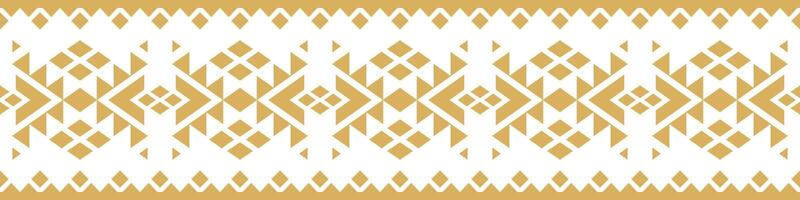 Classic Gold Ethnic Border and Geometric Aztec Stripe for Nordic and Oriental Design. vector