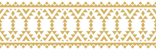 Traditional Gold Ethnic Border and Geometric Aztec Stripe for Wrapping Print. vector