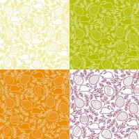 Seamless patterns with Easter eggs, bunnies vector