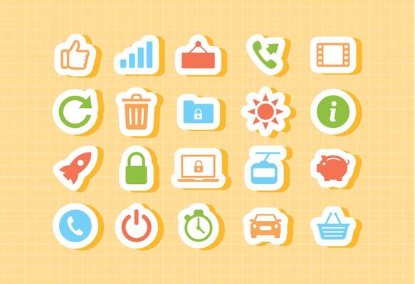 Infographic and statistic cartoon icons for educational kids app school math learning platform colorful flat style including charts graphs analytics pie chart presentation and progress for students