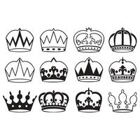 Royal Crown Icon Set Design vector