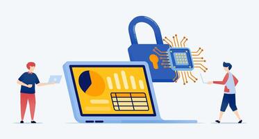of chip in machine learning helps process accounting data and secures it with data protection, encryption, cloud security, and AI-driven financial information management vector
