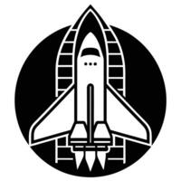 Top view space shuttle simple black and white. vector