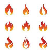 Flame icons in vibrant red with stylized design. vector