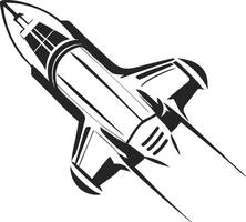 Space shuttle top view simple black and white. vector